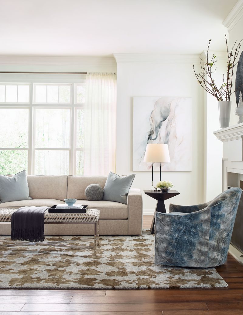 Max Two Cushion Sofa, Kim Swivel Chair, Pax Chrome Bench